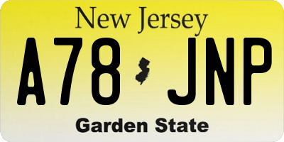 NJ license plate A78JNP