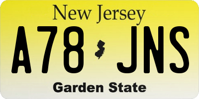 NJ license plate A78JNS