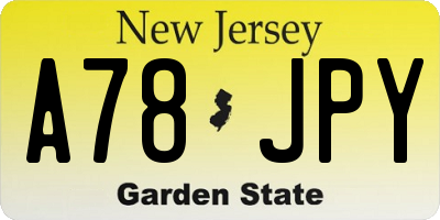 NJ license plate A78JPY