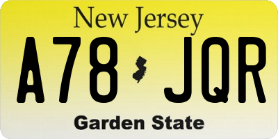 NJ license plate A78JQR
