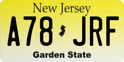 NJ license plate A78JRF