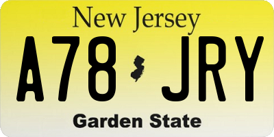 NJ license plate A78JRY