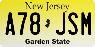 NJ license plate A78JSM