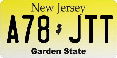 NJ license plate A78JTT