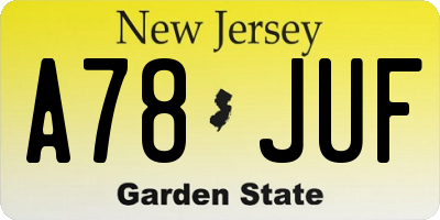 NJ license plate A78JUF