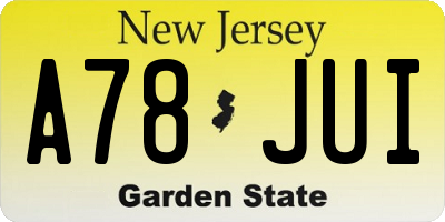 NJ license plate A78JUI