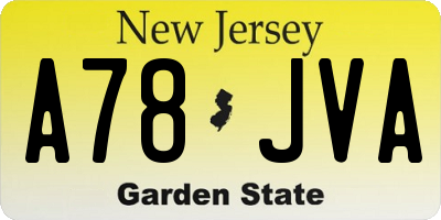 NJ license plate A78JVA