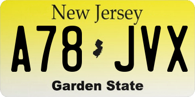 NJ license plate A78JVX