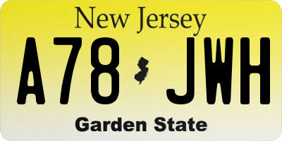 NJ license plate A78JWH