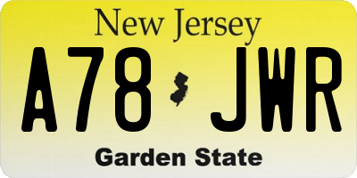 NJ license plate A78JWR