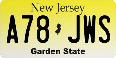 NJ license plate A78JWS