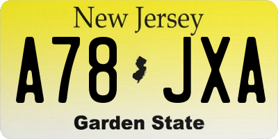 NJ license plate A78JXA