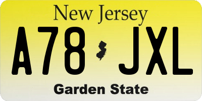 NJ license plate A78JXL