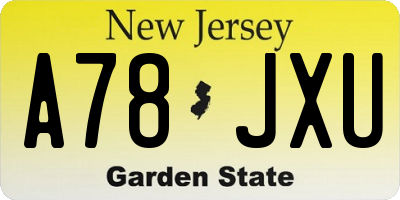 NJ license plate A78JXU