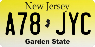 NJ license plate A78JYC