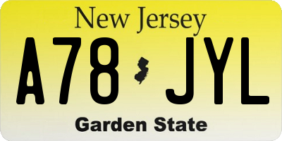 NJ license plate A78JYL