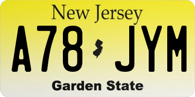 NJ license plate A78JYM