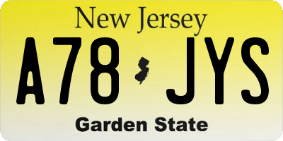NJ license plate A78JYS