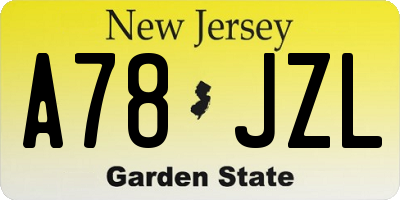 NJ license plate A78JZL