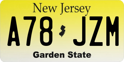 NJ license plate A78JZM
