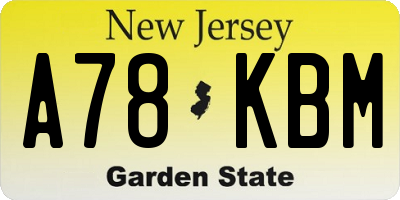 NJ license plate A78KBM