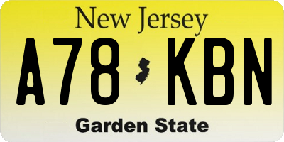 NJ license plate A78KBN