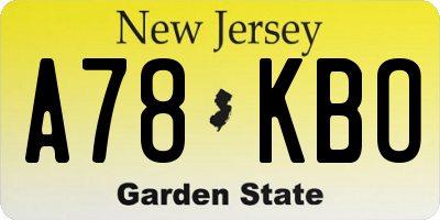 NJ license plate A78KBO