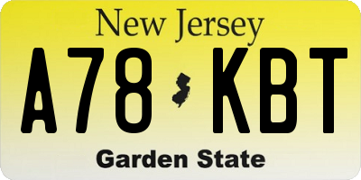 NJ license plate A78KBT