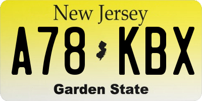 NJ license plate A78KBX