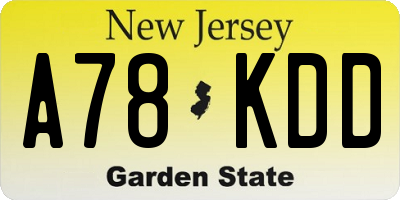 NJ license plate A78KDD