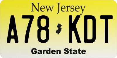 NJ license plate A78KDT