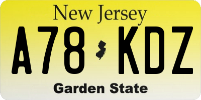 NJ license plate A78KDZ