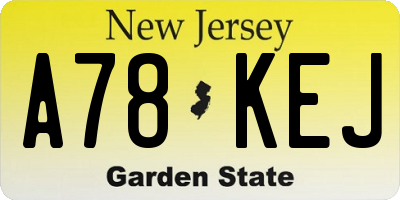 NJ license plate A78KEJ