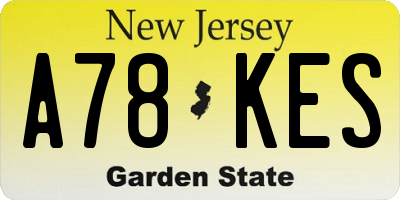 NJ license plate A78KES