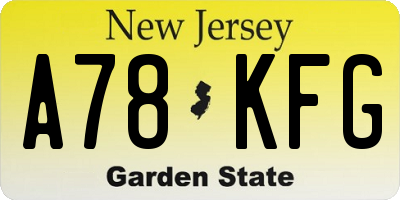 NJ license plate A78KFG