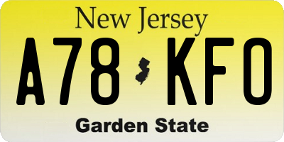 NJ license plate A78KFO