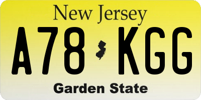 NJ license plate A78KGG