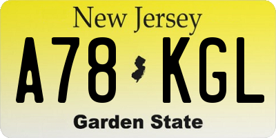 NJ license plate A78KGL