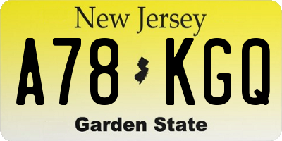 NJ license plate A78KGQ