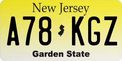 NJ license plate A78KGZ