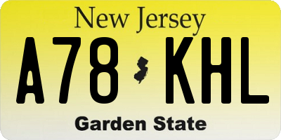 NJ license plate A78KHL