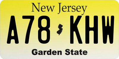 NJ license plate A78KHW