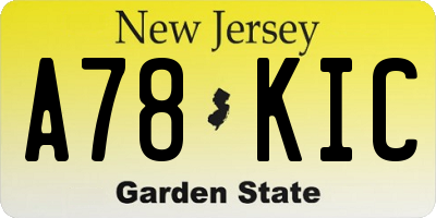 NJ license plate A78KIC
