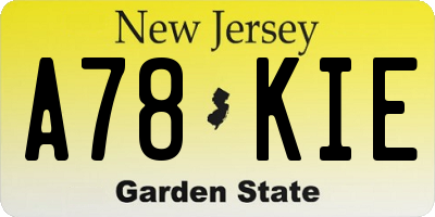 NJ license plate A78KIE