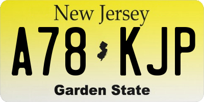 NJ license plate A78KJP