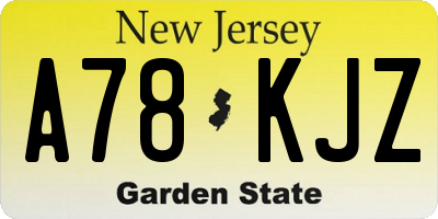NJ license plate A78KJZ