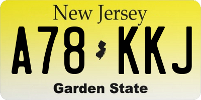 NJ license plate A78KKJ
