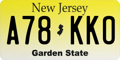 NJ license plate A78KKO