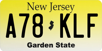 NJ license plate A78KLF