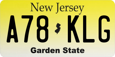 NJ license plate A78KLG